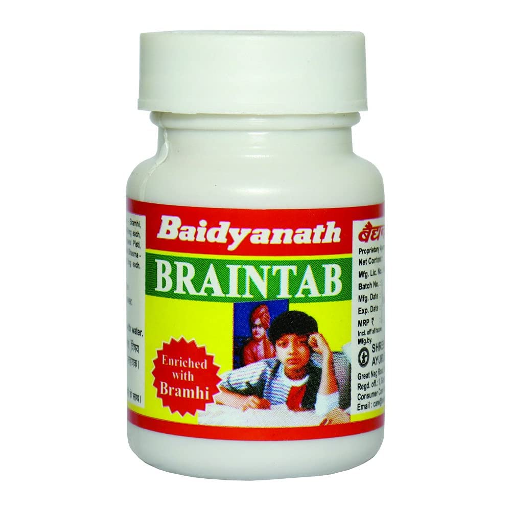 Baidyanath Asli Ayurved Braintab - 50 Tablets (Pack of 2) | Enriched with Brahmi & Shankhpushpi for Memory Wellness