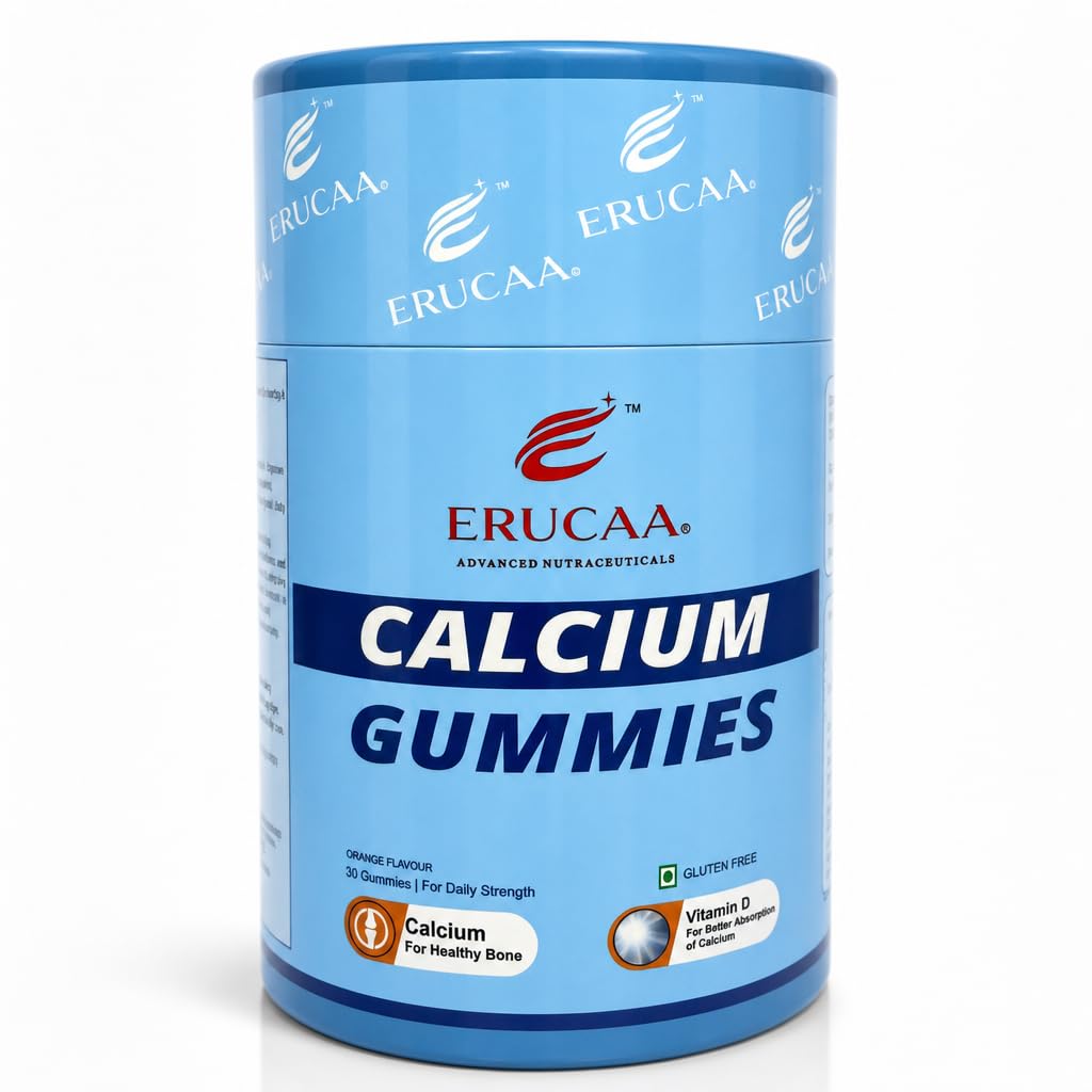 Calcium Gummies with Vitamin D, Phosphorus & Vitamin K | Orange Flavour | 30 Gummies | Gluten Free | Daily Calcium Gummies for Adults