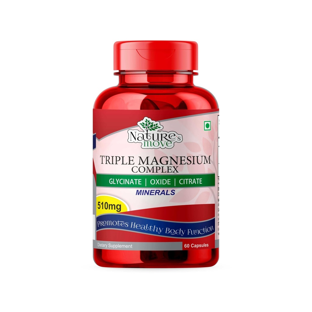 Natures Move Triple Magnesium Complex 510mg (60 Capsules) | Muscle Relaxation, Bone Health, Energy Support & Support Overall Wellness