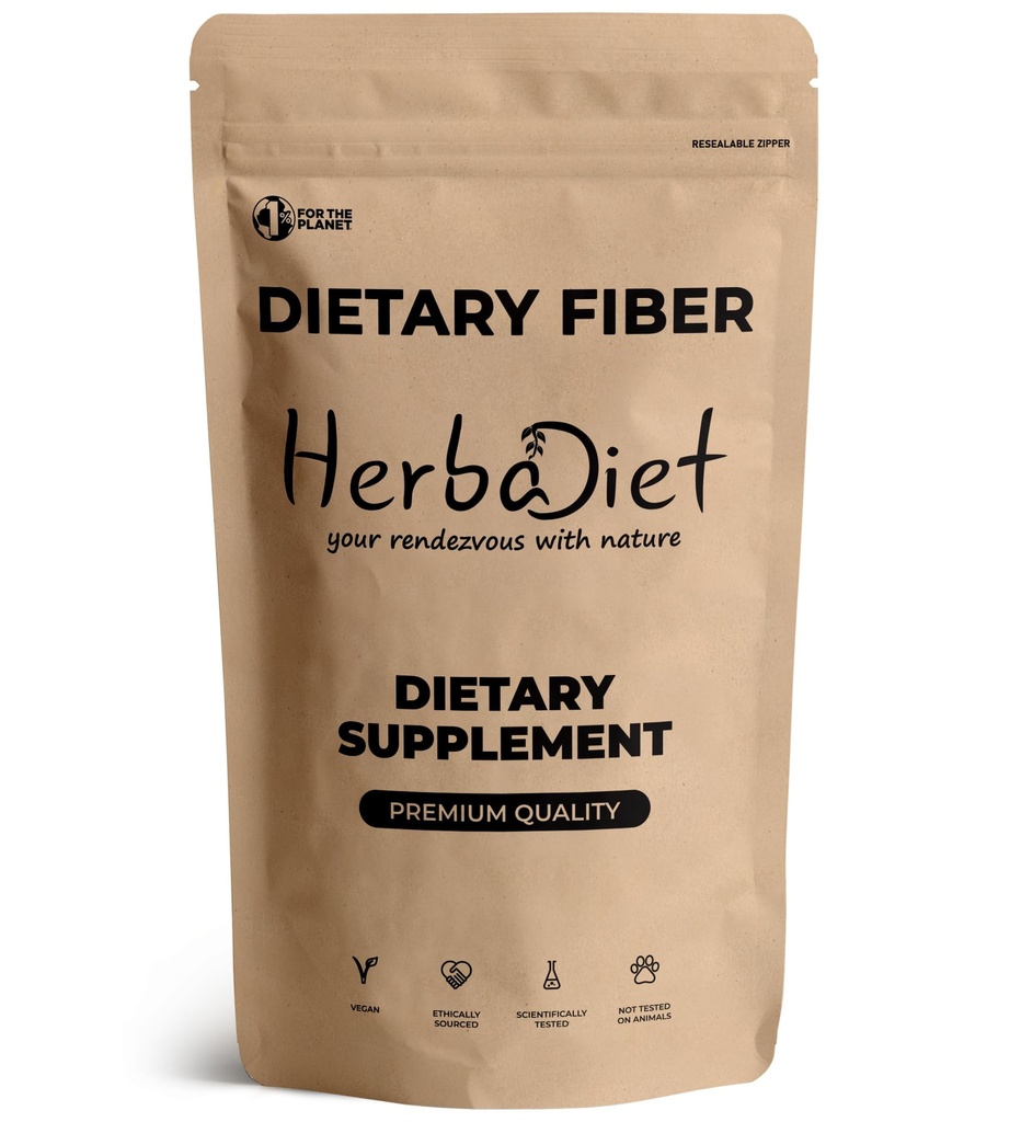 Herbadiet Dietary Fibre Complex |100 gram | Natural Formula with Psyllium, Oat Bran & Pectin | Digestive Bowel Health Detox Supplement