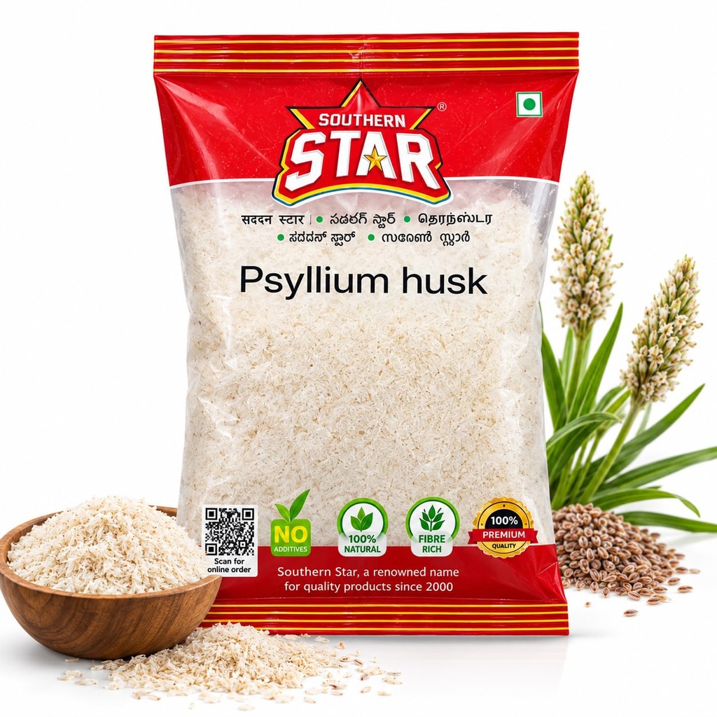 Southern Star Psyllium Husk | Isabgol 50g | Natural Soluble Fiber | 100% Pure Plantago Ovata Husk | High Fiber Dietary Supplement | Hygienically Packed | 50g