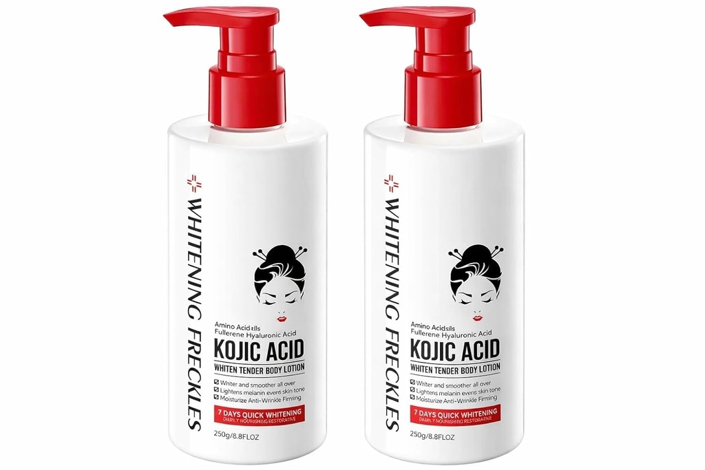 Whitening Body Lotion with Hyaluronic Acid & Amino Acids Skin Brightening & Deep Moisturizing Lotion Dark Spot Reduction Cream Hydrating & Even Tone Body Lotion for Men & Women (Pack of 2)