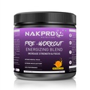 Nakpro Pre Workout Supplement Powder - JAR | 100mg Caffeine, 1.2g Creatine Monohydrate and 1.2g L-Citrulline | 50 per servings, Helps in Lean Muscle Building (Tangy Orange, 250g)
