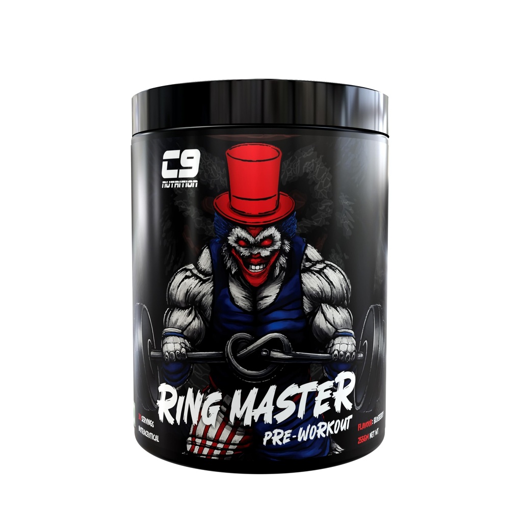 C9 Nutrition Ring Master Pre Workout Powder for Men & Women | 30 Servings | 255gm | Blueberry Flavor | 3000mg Beta Alanine, Citrulline Malate, Taurine & Creatine | High Energy, Pump, Strength & Focus