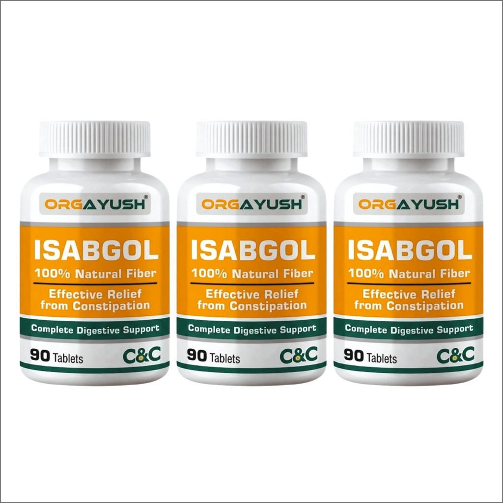 Isabgol Psyllium Husk Tablets – Digestive Support Supplement for Gut Health & Bowel Regularity, Gentle Fiber Tablets for Daily Use (Pack of 3)