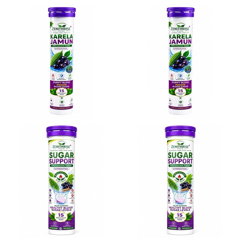 Zenithrise Plus Combo Karela Jamun 2 + Sugar Support 2 (4 pcs)