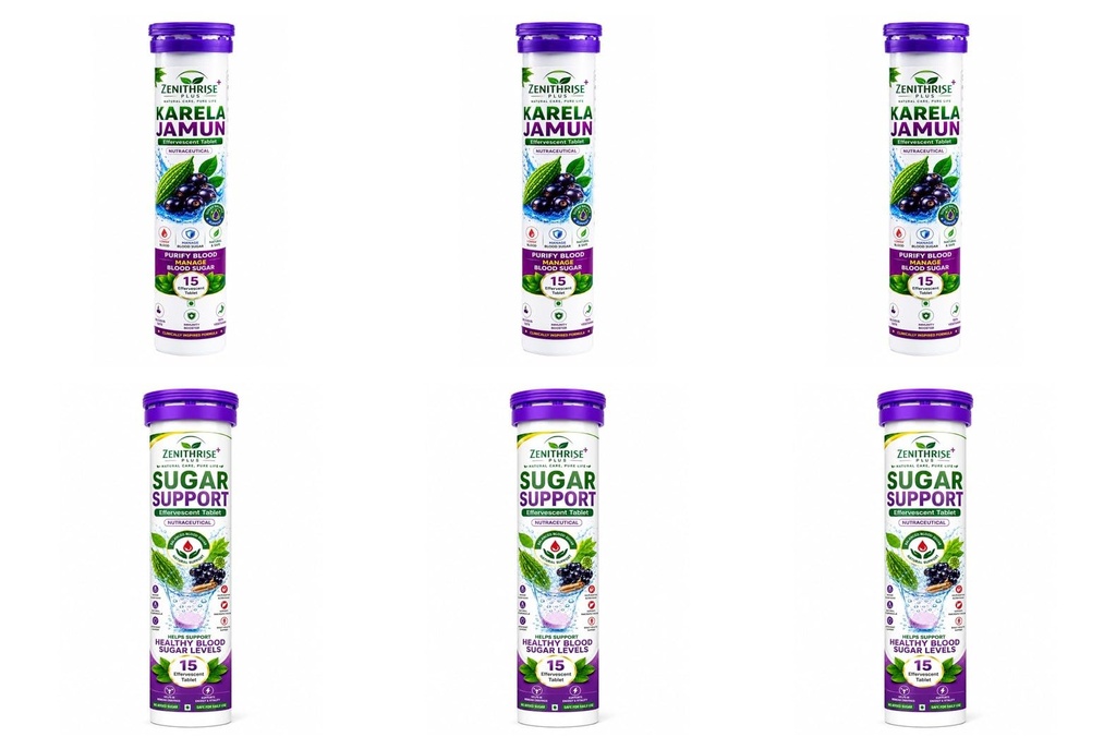 Zenithrise Plus Combo Karela Jamun 3 + Sugar Support 3 (6 pcs)