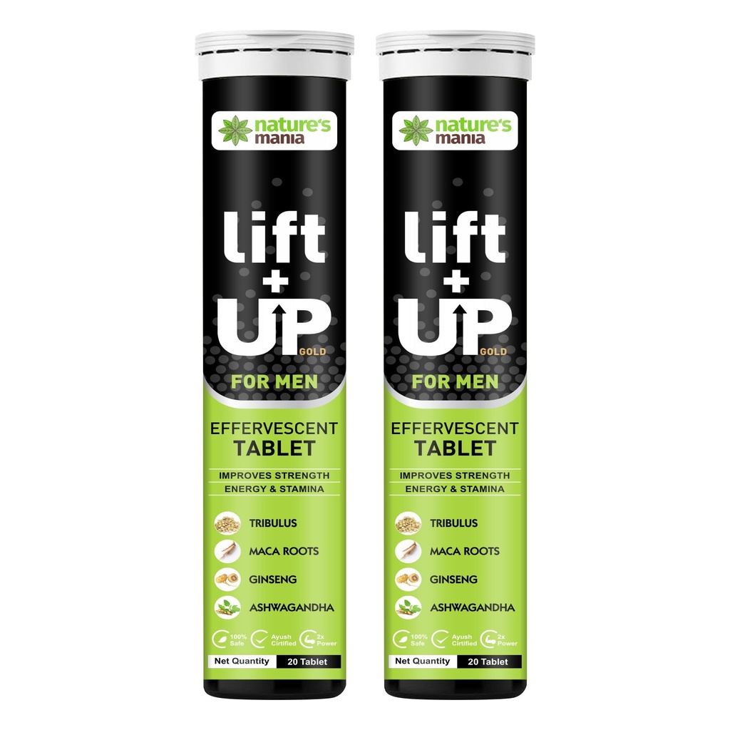 Nature's Mania Lift Up Effervescent Wellness Tablets – Vitamin C, B-Complex & Essential Electrolytes – Fast Absorption for Hydration & Daily Refreshment (40 Count_Pack Of 2)