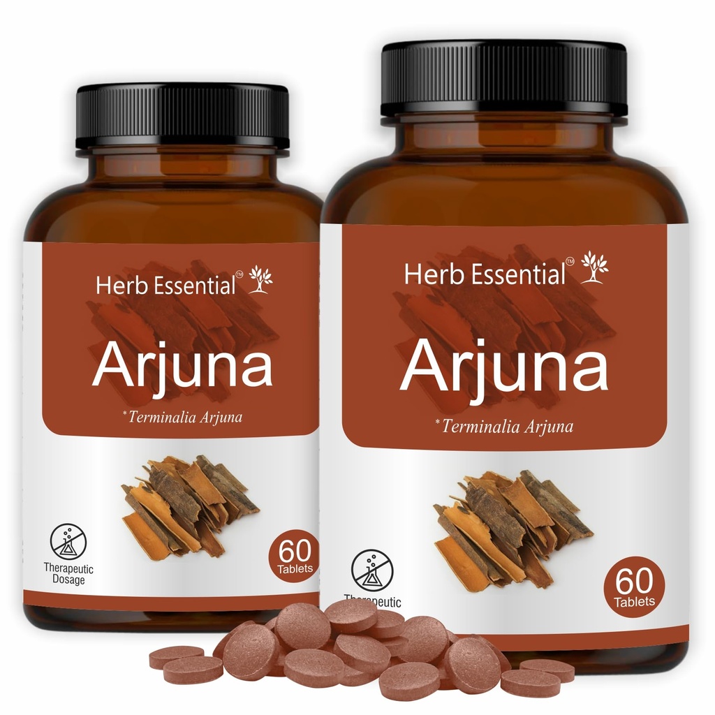Herb Essential Arjuna Tablets 500 mg, 60 Count (Pack of 2), Natural