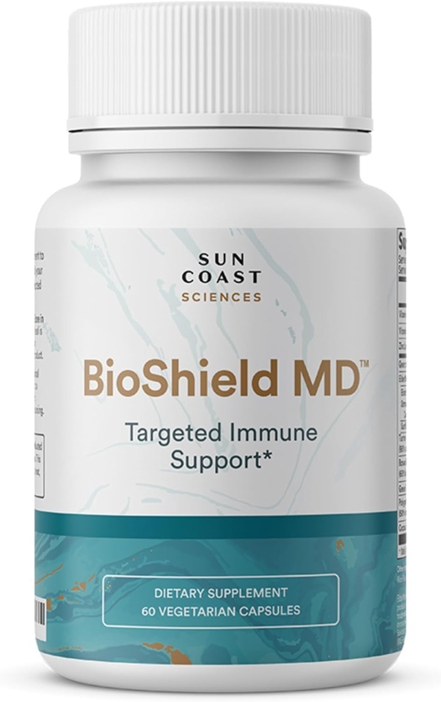 SUN COAST SCIENCES BioShield MD from Premium Immunity Support with Vitamin C, Vitamin D, Zinc, for Focus, Clarity, Joints Healthy and Muscle Recovery (60 Capsules)