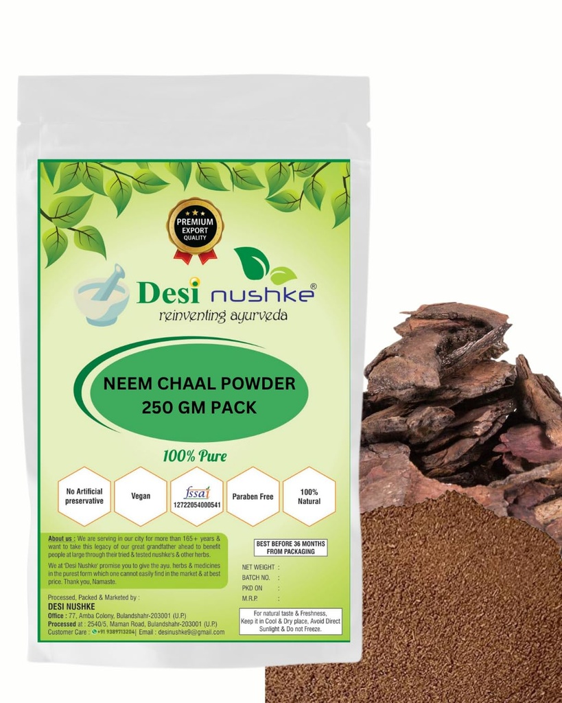 Desi Nushke Neem Bark powder | 250 GM | Veppam Pattai | नीम बार्क पाउडर | Nimbaka | Azadirachta Indica | Margosa Bark | Neem chaal powder for eating, Skin care | 100% Natural