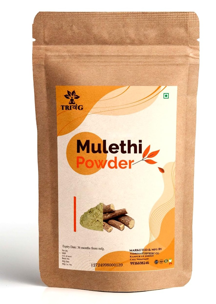 100% Natural Pure Mulethi Powder | Yashimadhu | Liquorice | Glycyrrhiza glabra | For hair and Skin care (100g)