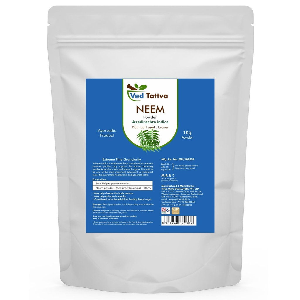 Ved Tattva Neem Powder | for Skin Clarity & Blood Purification Support - 1 Kg