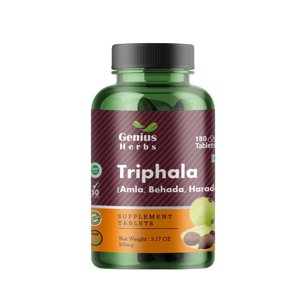 Thripala Tablets 500 mg | Supplement with Amla, Haritaki & Bibhitaki – Detoxifying, Cleansing, & Rejuvenating