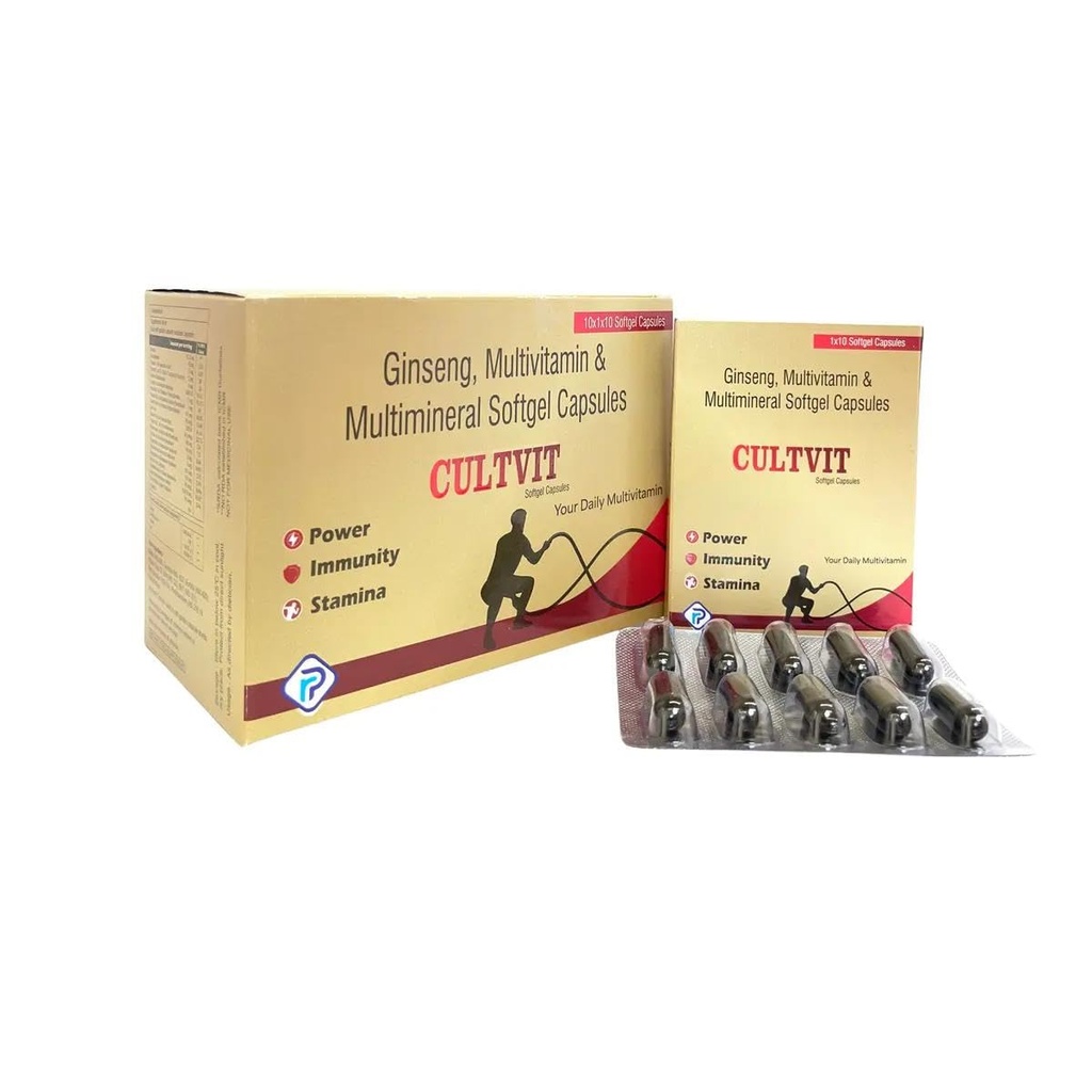Ginseng Multivitamin and Multimineral Softgel Capsules for Power, Immunity and Stamina, with Vitamins A, B, C, D, Zinc