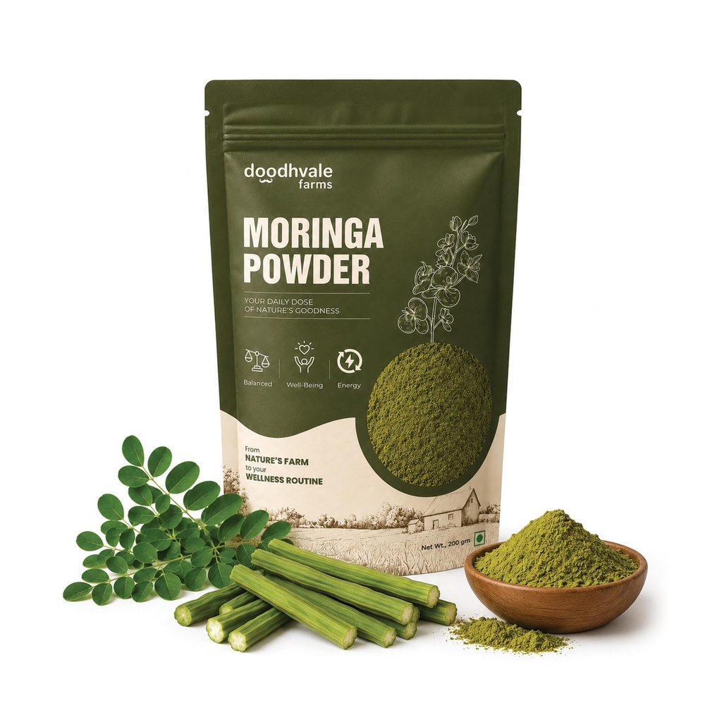 Moringa Powder 200g | Farm-Fresh Organic Drumstick Leaf Powder | Rich in Vitamins, Minerals & Antioxidants | Boosts Immunity & Energy | Vegan, Chemical-Free Superfood