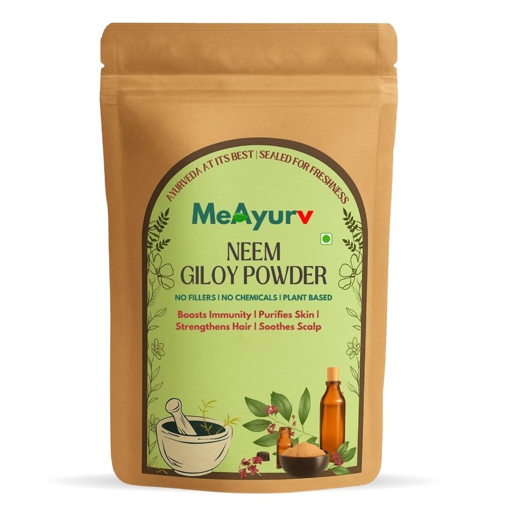 Organic Neem Giloy Powder 100g – Pure Neem & Giloy Herbal Blend | Ayurvedic Herbal Blend for Detox, Immunity & Skin Health | Natural, Vegan, Chemical Free