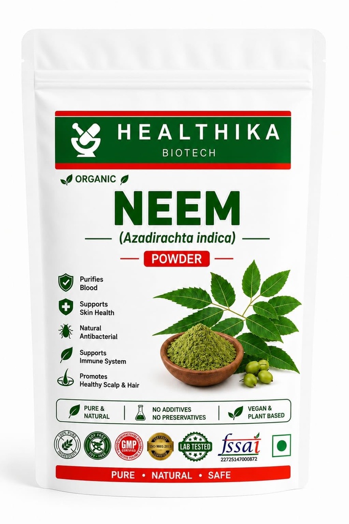 Organic Neem Powder | Pure Neem Leaf Powder (Azadirachta indica) | Natural Herbal Powder for Skin Care, Hair Care & Face Pack | No Additives, No Preservatives, Vegan, 100g