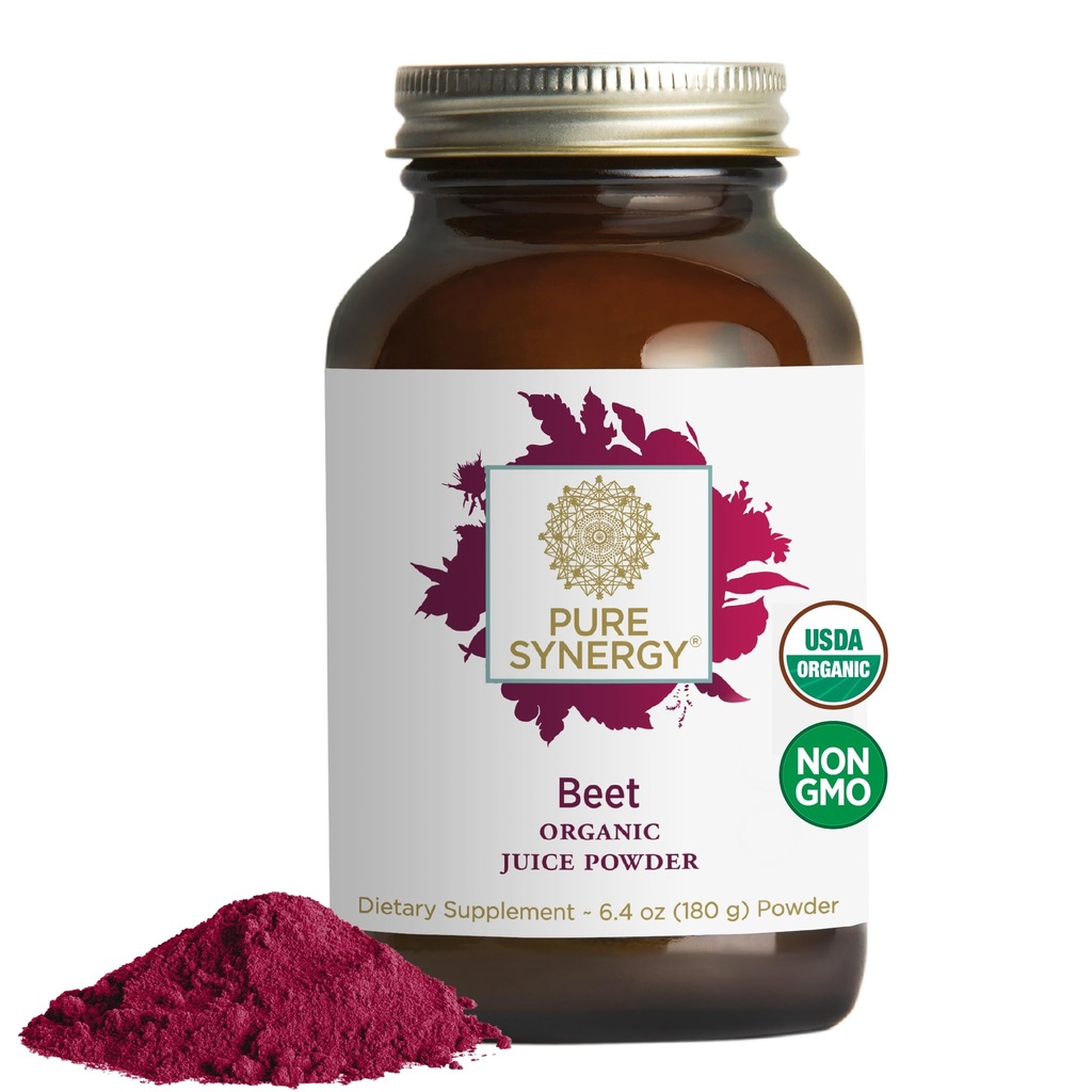 PURE SYNERGY Organic Beet Juice Powder | Pre-Workout Supplement | Organic Beet Root Juice Powder | for Healthy Circulation, Exercise, and Detoxification (6.4 oz.)