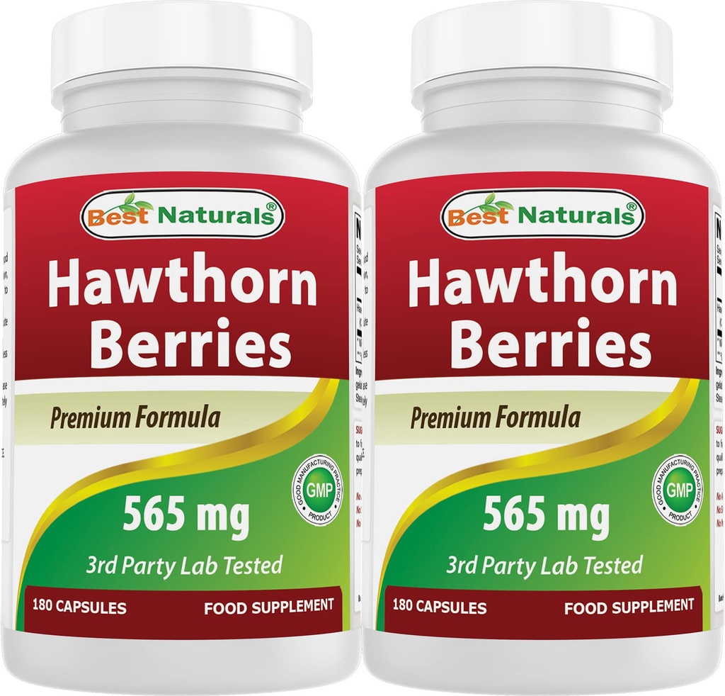 Best Naturals Hawthorn Berry 565 mg 180 Capsules (180 Count (Pack of 2))