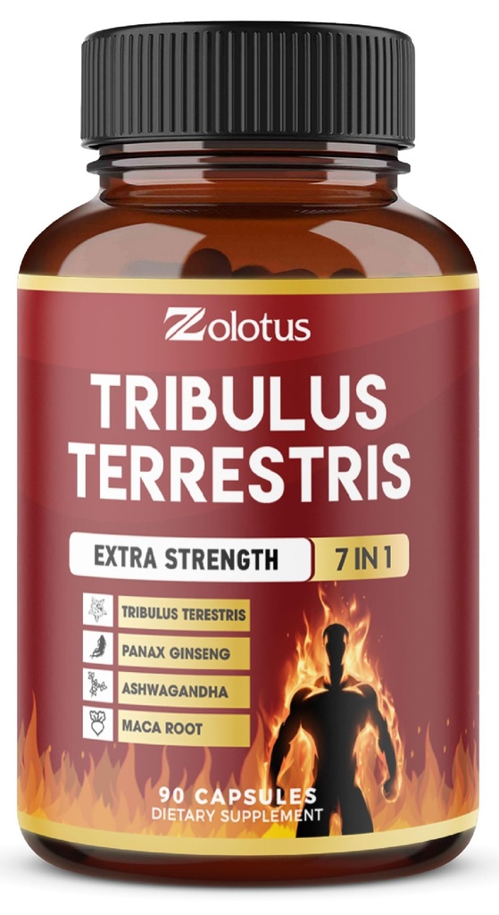 Tribulus Terrestris Capsules with Ashwagndha, Panax Ginseng, Saw Palmetto, Maca, Shilajit - 90 Capsules - 3 Months Supply