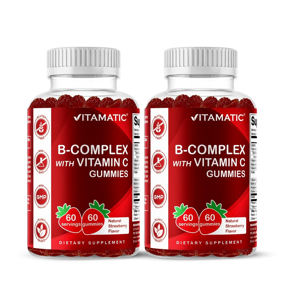 Vitamatic Vitamin B Complex with Vitamin C & Inositol – 60 Gummies -2 Pack