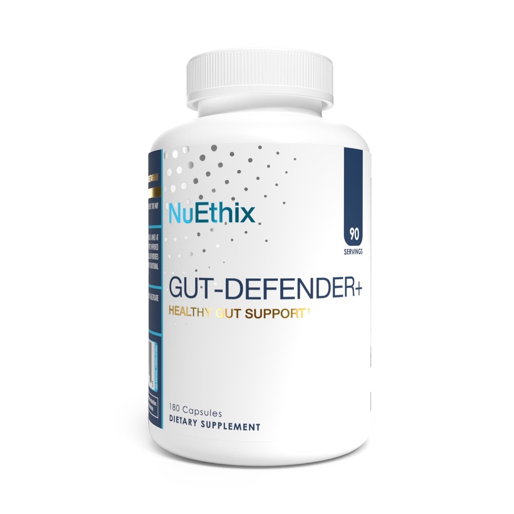 NuEthix Formulations Gut Defender+ Microbiome Balance Dietary Supplement, 180 Capsules, 90 Servings