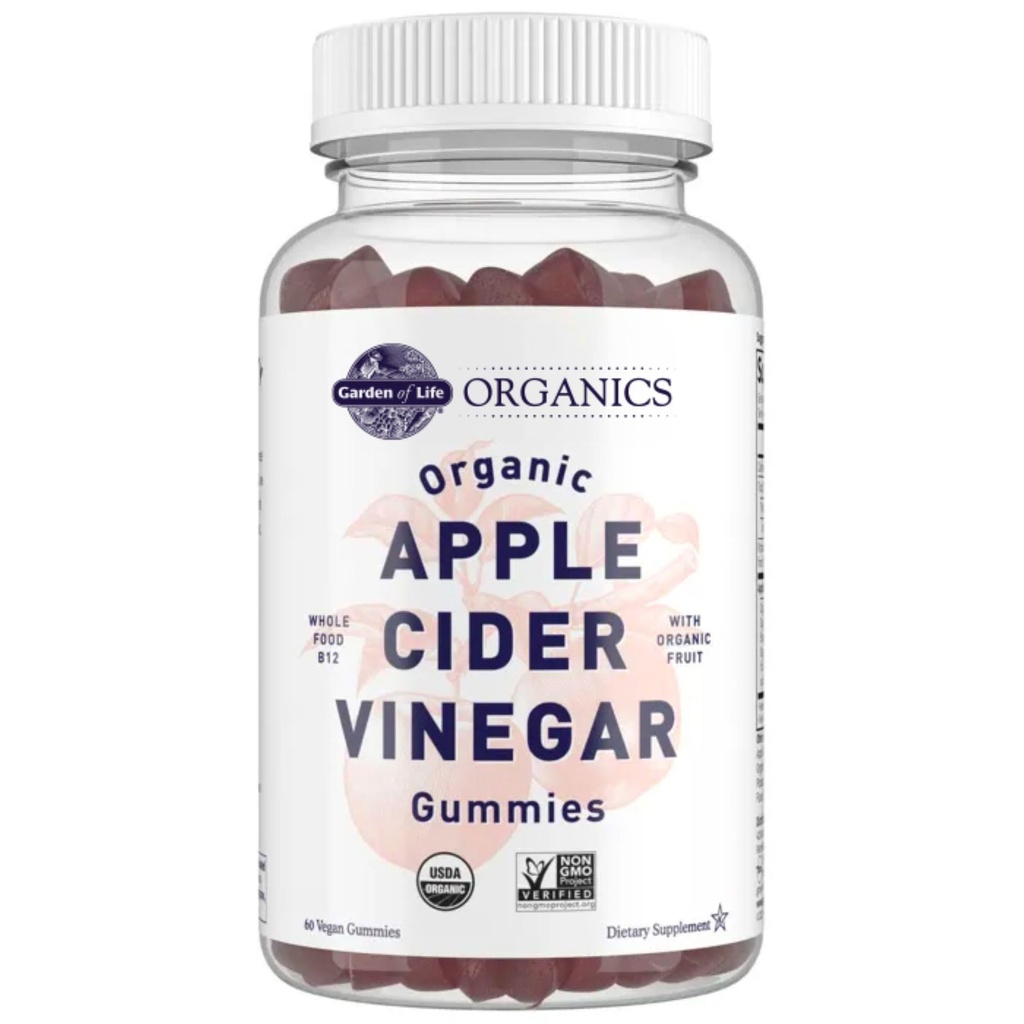 Garden of Life Organics Apple Cider Vinegar Gummies with Vitamin B12 – Organic ACV Gummy Vitamins, Vegan, Gluten-Free, Non-GMO, 60 Gummies