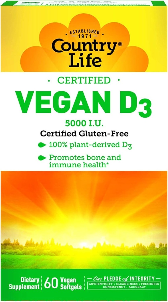 Country Life Vegan D3, 60 Count