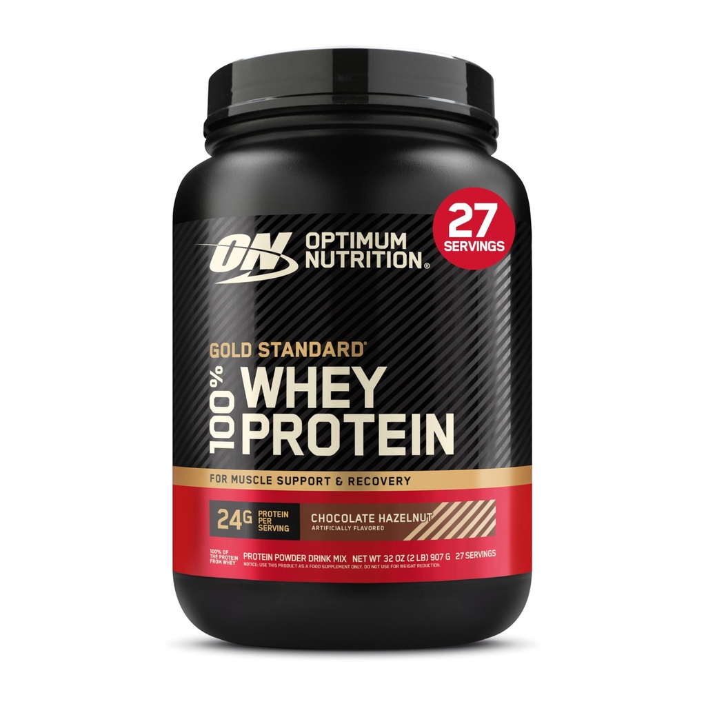 Optimum Nutrition Gold Standard 100% Whey Protein Powder, Chocolate Hazelnut, 2 Pound (Packaging May Vary)