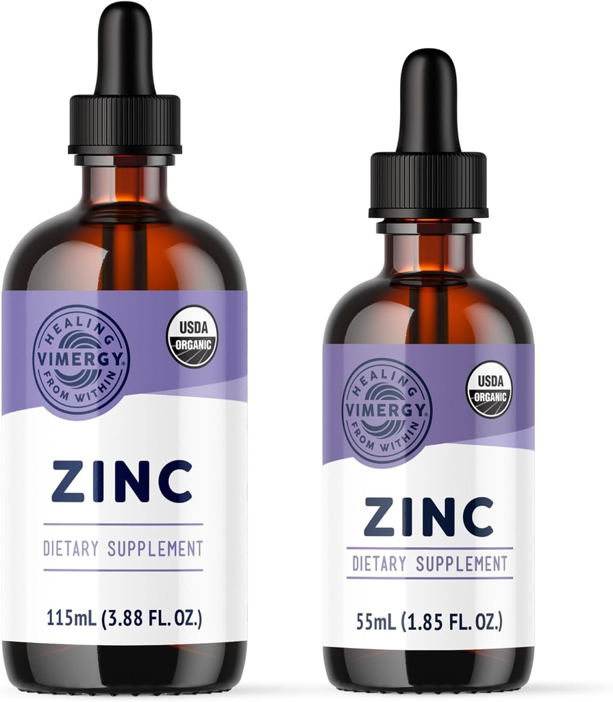 Vimergy USDA Organic Zinc (115mL) and (55mL) Bundle