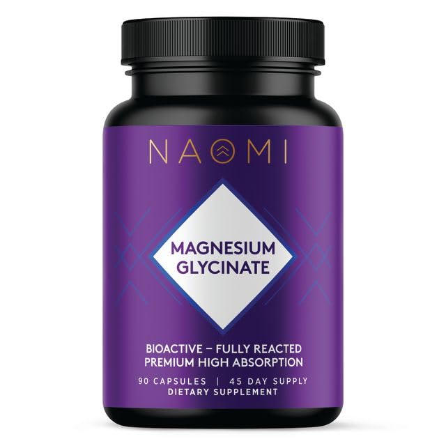 NAOMI Magnesium Glycinate 220mg - Fully Chelated for High Absorption - Supports Restful Sleep, Calm, Muscle Relaxation & Mood - Gentle on Stomach, No Laxative Effect, Non-GMO, Vegan, 30-Day Supply