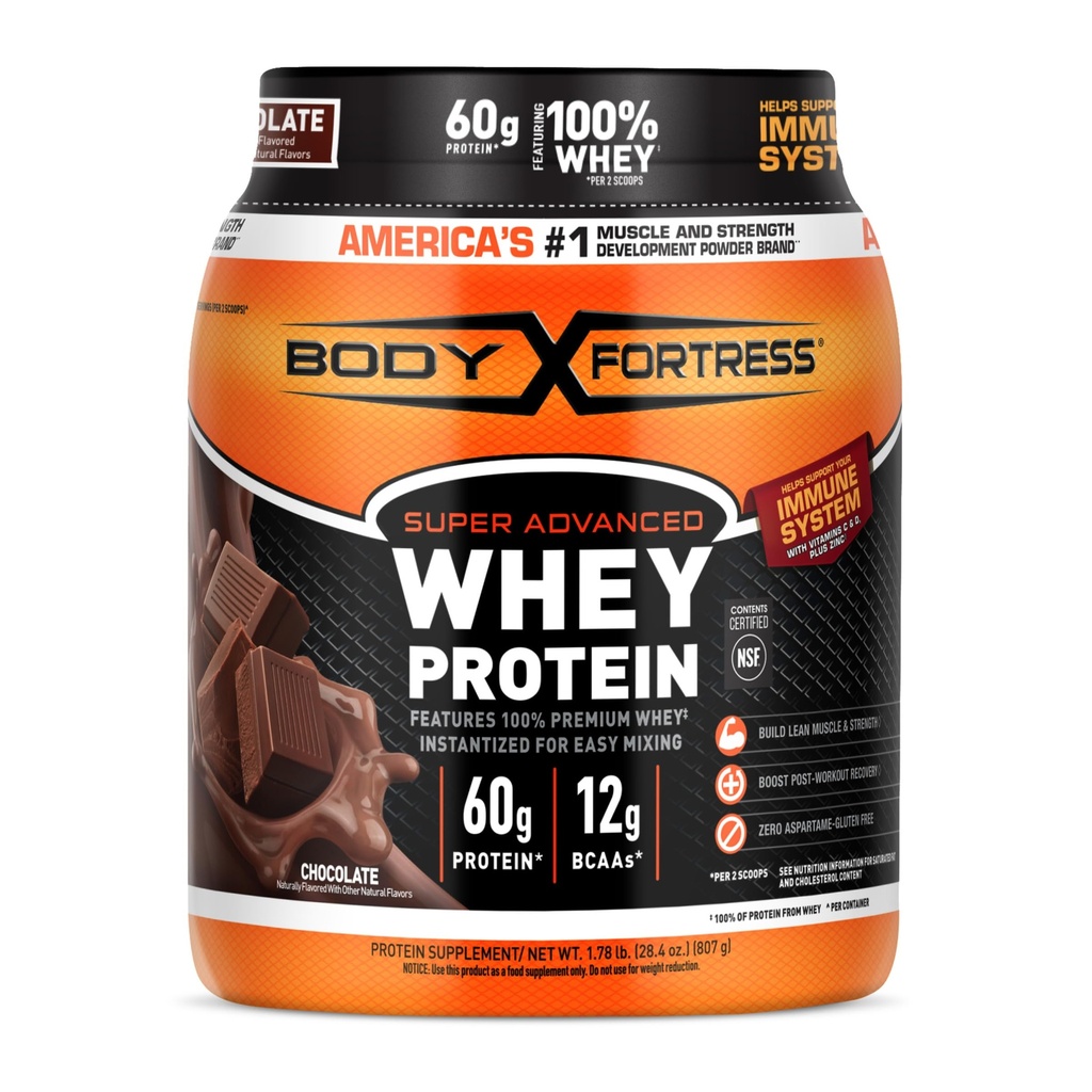 Body Fortress Super Advanced Whey Protein, Chocolate, 1.78 lbs