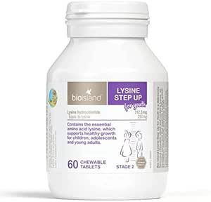 2 Set Bio Island Lysine Step Up for Youth 60 Chewable Tablets (Australia Import)