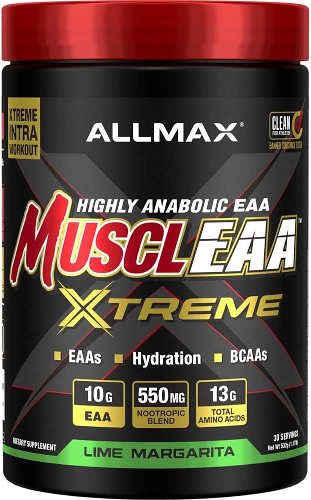 ALLMAX MUSCLEAA Xtreme, Lime Margarita - 532 g Powder - Provides EAAs, BCAAs & Hydration - Up to 30 Servings…
