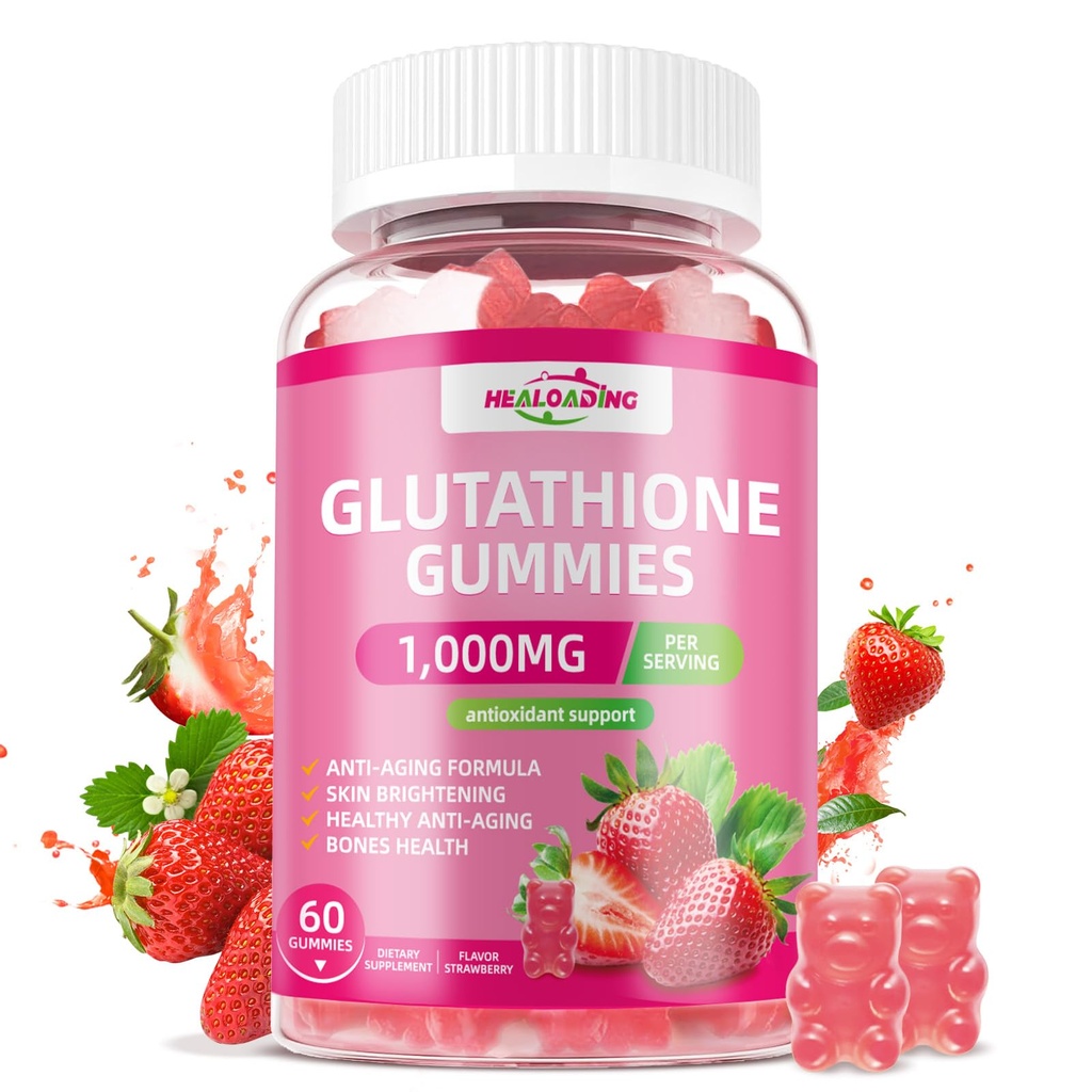 Glutathione Supplement Collagen Gummies: L-Glutamine Contains Marine Collagen Vitamins C, E, D&B12 Glutathione Gummies 1000mg for Anti-Aging Formula and Strengthen Bones