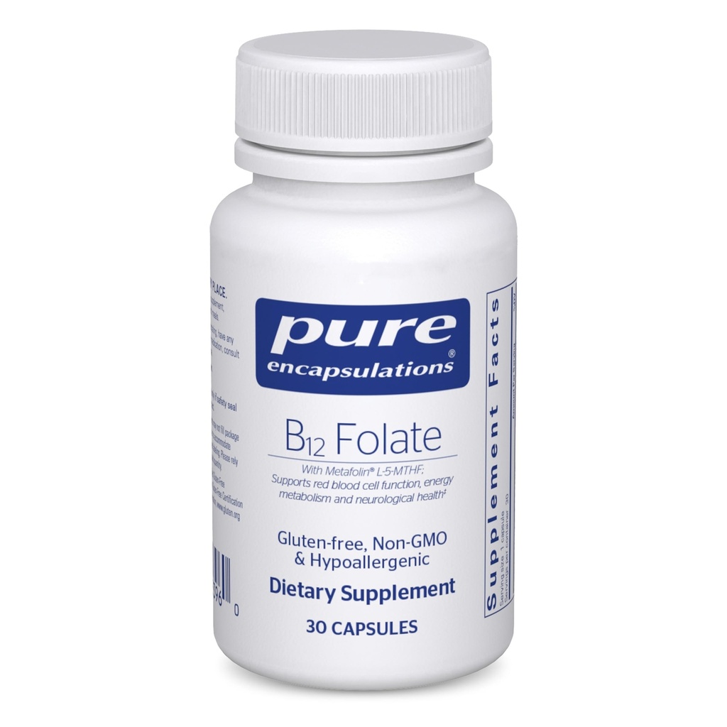 Pure Encapsulations B12 Folate - Energy Supplement to Support Nerves, Energy Metabolism & Cognitive Support* - with Vitamin B Folate as Metafolin - 30 Capsules