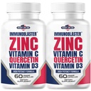 (2 Pack) Zinc Quercetin Vitamin C 800 mg with Vitamin D3 Antioxidant Immune Support High Potency Quercetin Zinc Supplement for Men and Women - Gluten, Soy, & Dairy Free - 120 Count (Twin Pack)