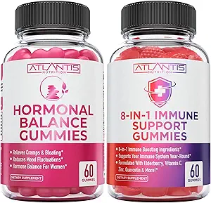 Atlantis Nutrition 60 Hormonal Balance for Women Gummies + 8-in-1 Immune Support 60 Gummies