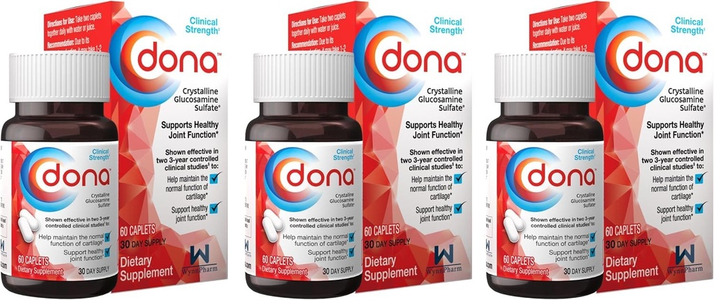 DONA Crystalline Glucosamine Sulfate 60 caplets (3 Pack)F
