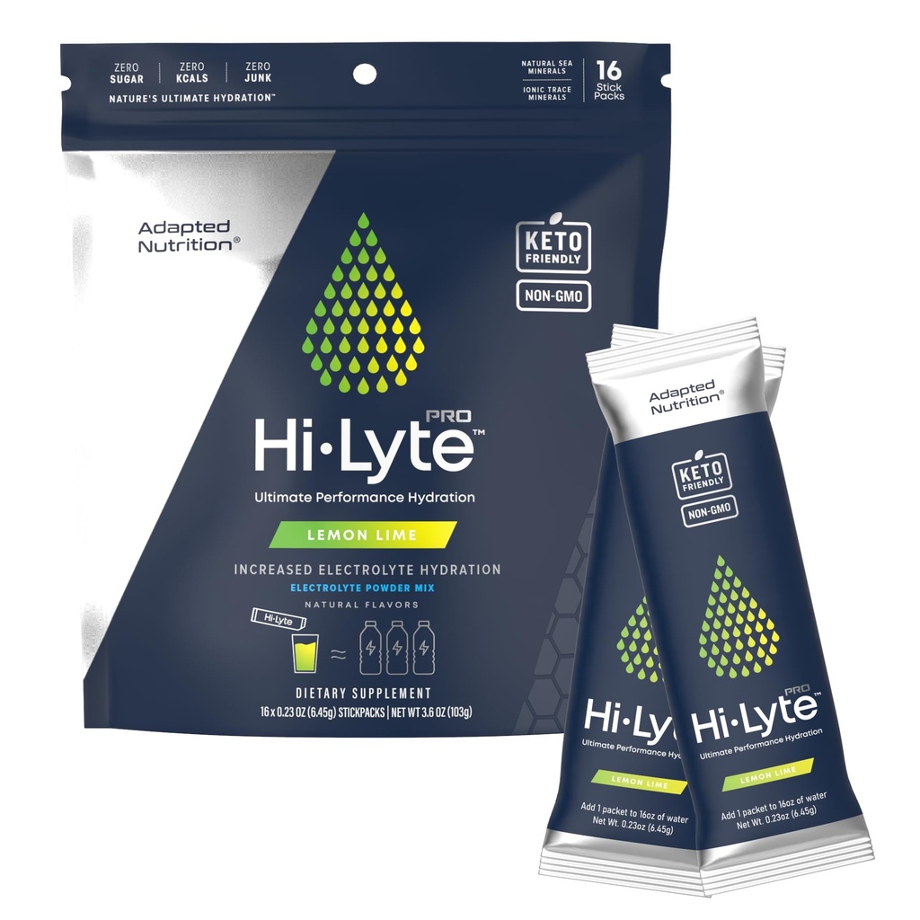 Hi-Lyte Pro Lemon Lime Electrolytes Powder Packets - 16 Individual Drink Packets | Flavored Hydration Packets | Sugar-Free, Zero Carb, Zero Calorie