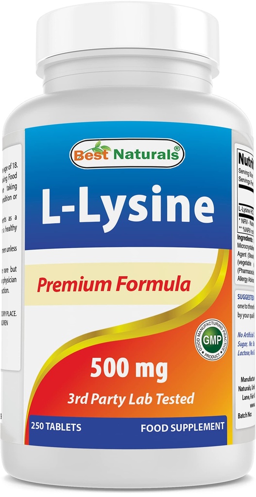 Best Naturals L-Lysine 500 mg 250 Tablets