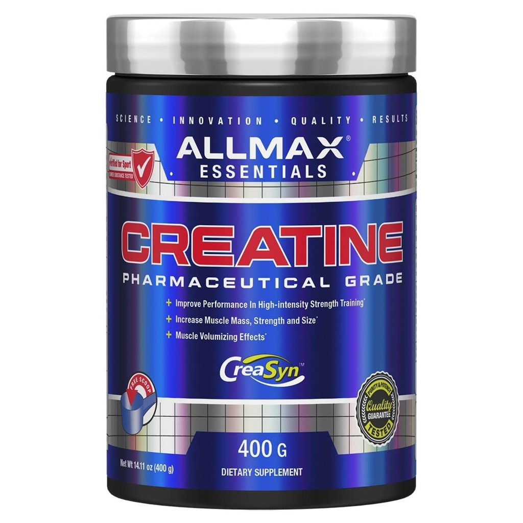 ALLMAX Nutrition Creatine Monohydrate Powder, Unflavored – Pure Micronized Creatine Supplement for Men & Women – Supports Strength, Performance & Training Intensity – Vegan, Gluten Free (400g)