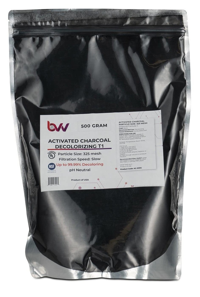 BVV Activated Hardwood Carbon Decolorizing T1 (100% Hardwood Charcoal)-1000 Grams