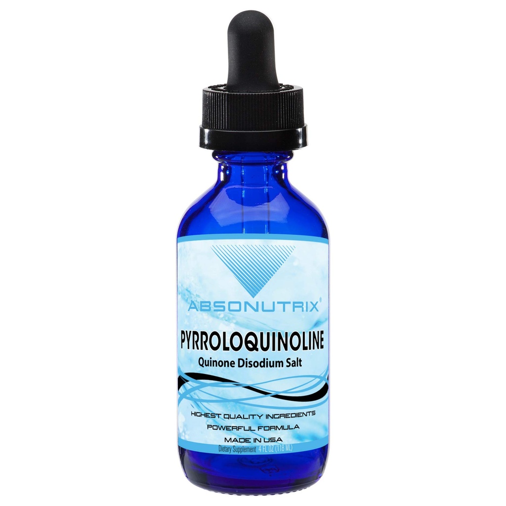Pyrroloquinoline Quinone Disodium Salt 20mg, 4 Fl Oz Bottle, 200 Servings, High Bioavailability, Quick Absorption, Third-Party Tested, GMP-Certified, Non-GMO, Cruelty-Free, Made in USA