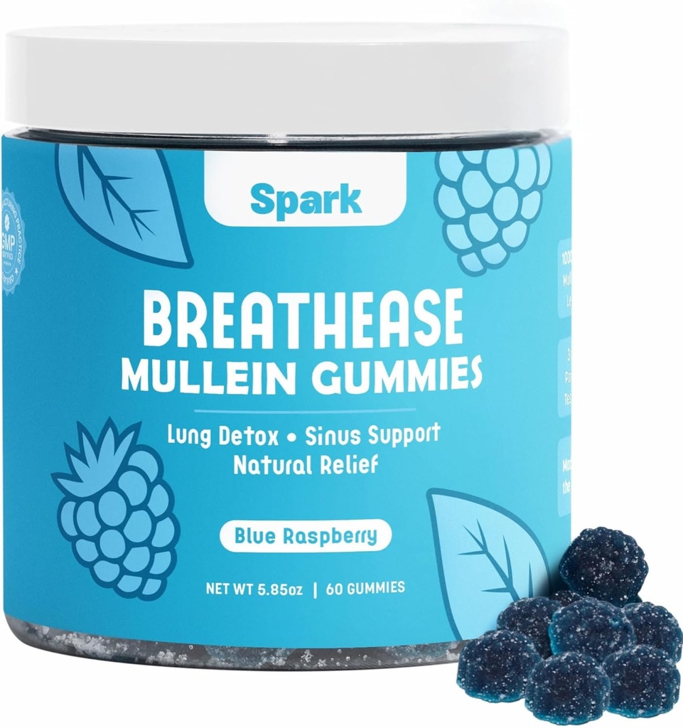 Mullein Gummies for Lungs - Lung Detox Gummies - Daily Respiratory Health Support - Cleanse for Smokers - Allergy, Sinus, and Mucus Relief - Mullein Leaf Extract for Lungs