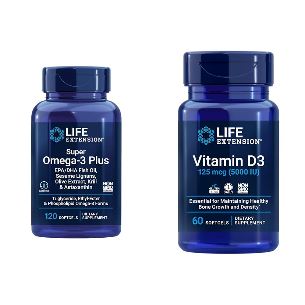 Life Extension Super Omega-3 Plus EPA/DHA Fish Oil, Sesame Lignans & Vitamin D3 125 mcg (5000 IU), Bone Health, Brain Performance