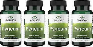 Swanson Pygeum - Herbal Supplement Promoting Male Prostate Health, Bladder, and Urinary Tract Health Support - Mens Health Supplement - (100 Capsules, 125mg Each) 4 Pack