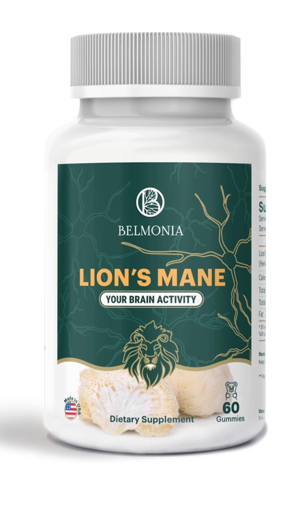 Lion's Mane Mushroom Gummies, 5400mg per Serving*, Brain Health Supplements for Adults, Cognitive Focus Memory Supplement, 60 Count, Superfood Organic Gummies
