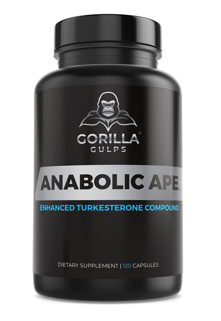 Gorilla Gulps | Anabolic Ape – Enhanced Turkesterone Compound | Turkesterone, Creatinol-O-Phosphate, Ashwagandha, Bioperine | Lab Tested | 120 Vegan Capsules | Max Strength